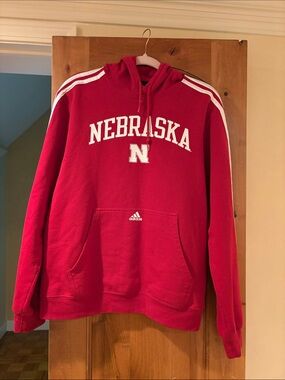 adidas Red Nebraska Pullover Hoodie